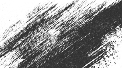 Obraz premium Black and white diagonal brush stroke texture with scattered dots and rough edges