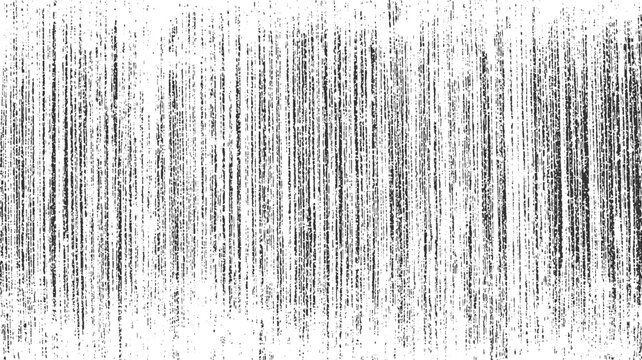 Black vertical distressed lines and speckles on a white background abstract texture