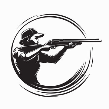 Woman Shooting Trap Design Logo Vector on White Background