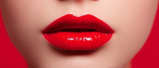 Obraz premium Fashion lips mockup advertising presentation with nude tone, beauty design