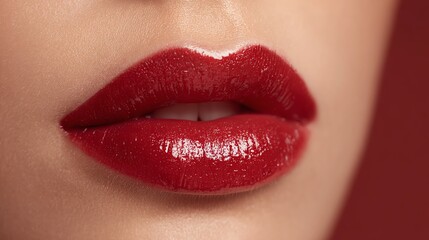 Obraz premium Fashion lips mockup trendy design, red tone, digital advertising template