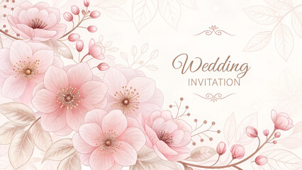 pink  floral background for wedding invitation, delicate, soft flowers

