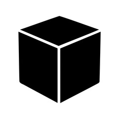 Solid Black Cube in Isometric View with Clean White Background