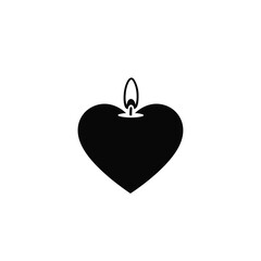 Obraz premium Heart shape candle burning flame symbol love romance warmth light hope fire passion celebration silhouette illustration