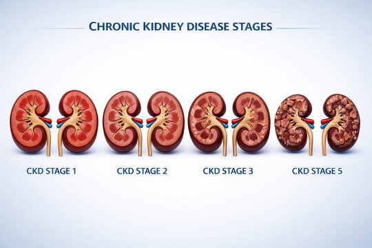 Chronic kidney disease kidney failure dialysis nephrology medical illustration kidney anatomy disease stage health education organ damage healthcare concept Chronic kidney disease kidney failure