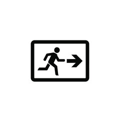 Fototapeta premium Emergency exit sign with running figure and arrow indicating direction for evacuation route building safety fire escape guidance public facility security information door location navigation sign