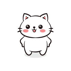 Fototapeta premium Proud Confident White Cat Mascot Standing Tall.