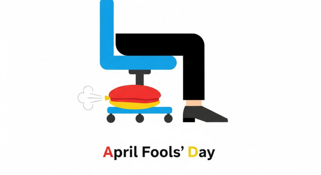 April fools' day prank with office chair and hamburger on wheels humorous workplace joke