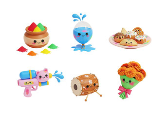 Fototapeta premium Cute Kawaii Food and Drink Characters Collection.