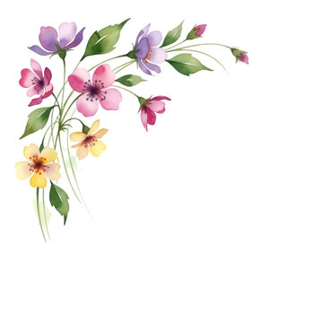 Watercolor Floral Corner Decoration image picsart isolated on a transparent background