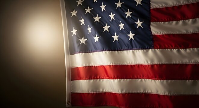 American flag with dramatic lighting