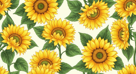 Vibrant Sunflower Pattern Background