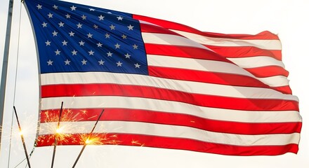 Fototapeta premium American flag waving in the wind