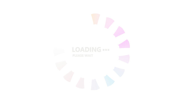 3d rendered illustration of a neon glowing circle on white background, loading and please wait text with transparent circle on white background