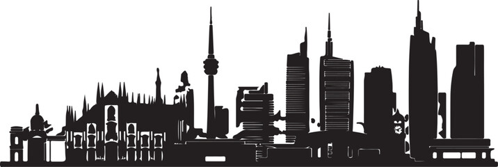 Milan city skyline. Italy, famous architectural tourist landmarks. Travel background with historic buildings. European urban italian landscape.