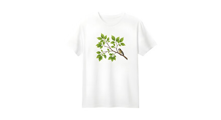 Nature-Inspired T-Shirt Design Featuring Leaves on a White Background