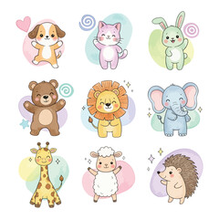 Obraz premium Cute cartoon animals for kids illustration