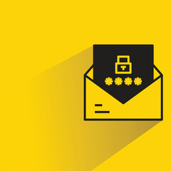Fototapeta premium encrypted mail and password with shadow on yellow background