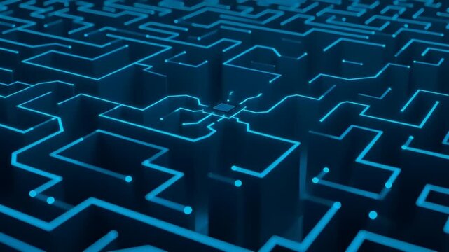 Navigating a Complex Maze with Neon Lights.