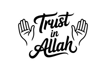 Obraz premium Trust in allah symbol with hands isolated on transparent background isolated on transparent background