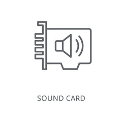 Fototapeta premium Sound Card Icon in Simple Line Art Style with Dark Gray Color on White Background for Technology Illustration