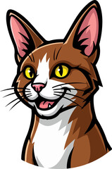 Obraz premium Happy Brown and White Cartoon Cat Mascot Head