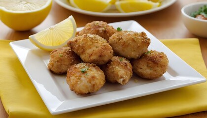 crispy lemon garlic chicken bites on a plate