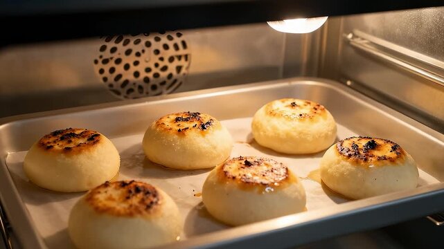 Traditional Chinese New Year rice cakes baking in a modern oven