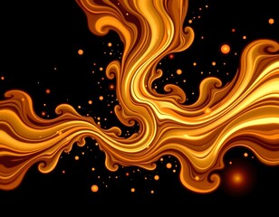 Fototapeta premium Vibrant Amber and Gold Abstract Waves with Black Background