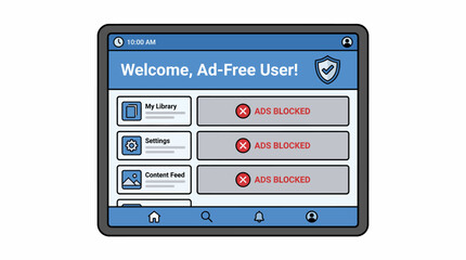 User Interface Design, Welcome Screen, Digital Device, Illustration, Clean Layout, Front View, Modern Concept