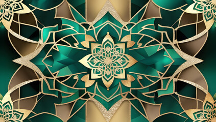 Opulent Islamic Motifs: Symmetrical Star-Shaped Frame with Cutout Filigree and Embossed Gold