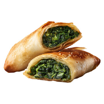 B?rek spinach filling, isolated on transparent background