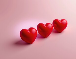 Glossy Heart Shapes Over Pastel Gradient