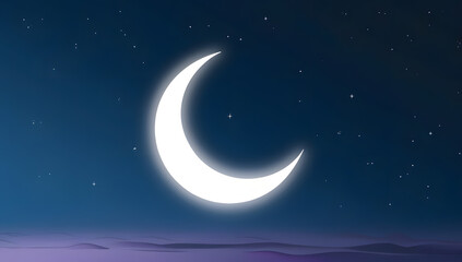 Lunar Calculus: Crescent Moon Glow Over a Desert Horizon with Soft Gradient Sky