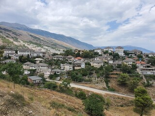 Obraz premium Historic Gjirokaster Old Town, Albania – UNESCO World Heritage City with Traditional Ottoman Stone Houses and Balkan Architecture