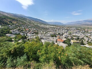 Obraz premium Historic Gjirokaster Old Town, Albania – UNESCO World Heritage City with Traditional Ottoman Stone Houses and Balkan Architecture