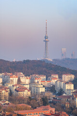 Obraz premium Qingdao Television Tower and Urban Cityscape View