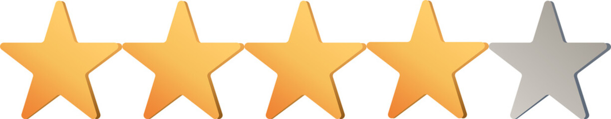 Four Gold Stars Rating Icon for Customer Review and Quality Feedback
