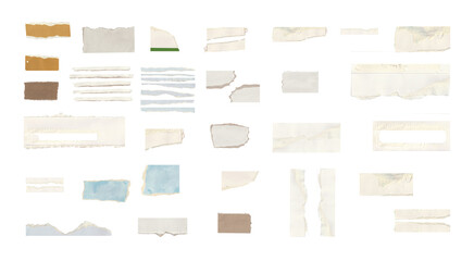 Fototapeta premium torn blank pages with uneven texture edges. set of ripped white paper sheets