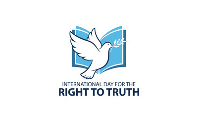 International Day for the Right to Truth vector illustration with dove, olive branch and open book symbol