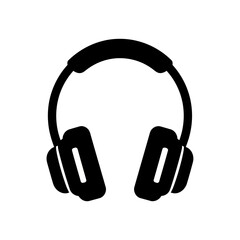 Black headphones icon on a clean