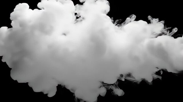 White smoke explosion cloud isolated on black background. Abstract ink drop swirling in water motion. Soft steam puff texture overlay effect. Smoke. Cloud. White. Ink. Background