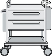Obraz premium Medical cart vector illustration, hospital equipment on wheels