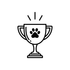 Black line art trophy cup with dog paw print
