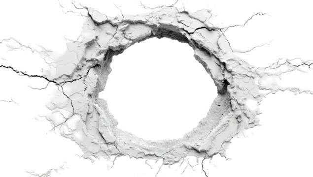 Close-up of a white textured splash with a circular void against a black backdrop