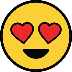 Yellow Emoji Face With Red Hearts For Eyes And Smiling Mouth emoticon