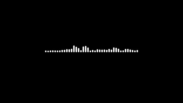 White Music Equalizer Graphic with Sound Waveform Pulse. 4K Animated Audio Visualizer Spectrum for Podcasts and Audio Engineering. Transparent Background with Alpha Channel