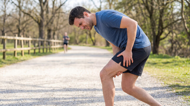 Runner Experiencing Painful Hamstring Spasm During Training