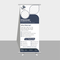 Fototapeta premium Creative real estate roll-up banner design for agency