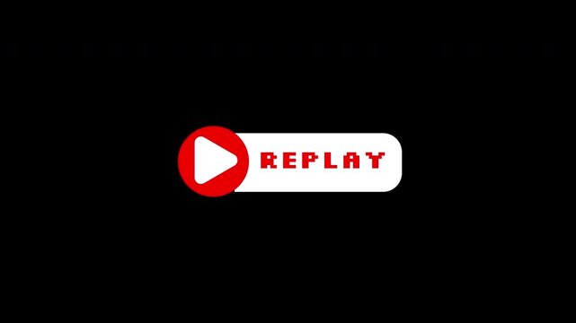Replay sign icon with red play symbol suitable for multimedia websites, video platforms, and applications needing replay functionality.